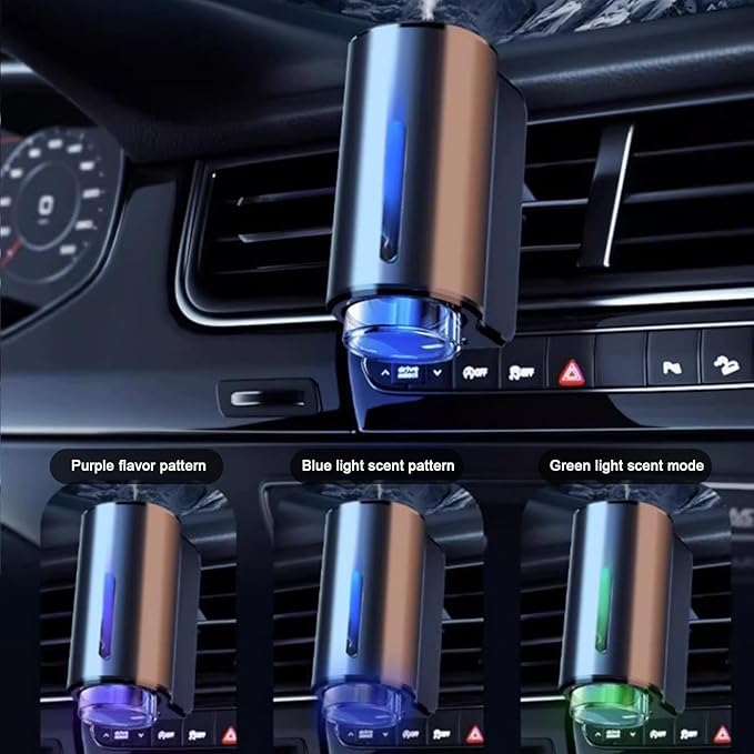 Smart Car Air Freshener, Aromatizante para Carro, Intelligent Car Aroma Diffuser for Essential Oil with 2 Modes, Rechargeable Smart Car Air Freshener Diffuser (with 3 Lemon Essential Oil)