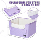 PETSFIT Dog Car Seats for Small Dogs – Patented Safety Buckles – Safety Tether – Foldable Travel Cat Car Seat Reduces Anxiety & Road Trips – Stable Frame, Fits Front/Back Seat (Lavender Purple)