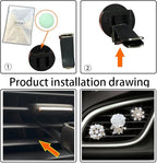 Bling Daisy 3-Pc Air Vent Clips: Flower Car Air Fresheners, Diamond Car Decor
