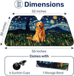 Genany Golden Retriever Art Windshield Sun Shade for Car SUV Truck (55x30 Inches), Sun Shade Windshield, Shades for Windows, Protector Blocks UV, Car Decor