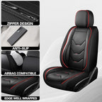 otoez Car Seat Covers Full Set, 5 Seats Leather Seat Cover for Car, Black Automotive Front and Back Seat Cushion Protector Waterproof and Non-Slip for Most Sedens Trucks SUVs, Black