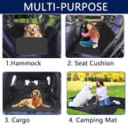 Dog Car Seat Cover, Universal Fit, Waterproof, Breathable, Machine Washable, Pet Hammock with Storage Pocket, Black (Black, Large(59" W))