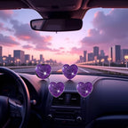 4 Pcs Heart Air Vent Clips, Cute Heart Car Air Fresheners Vents Clips Funny Cars Diffuser Vent Clips Car Interior Decor Charm Cute Cars Accessories,Decoration for Women (Purple)