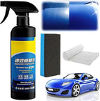Car Coating Spray, 17.6 oz Quick Effect Coating Agent, Oil Film Emulsion Glass Cleaner, Polish Spray Waterless Wash Wax, Spray Wax Polish for Car Scratches(1PC+Sponge+Cloth)