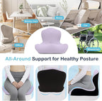 Seat Cushion for Office Chair and Car, L-Shaped Ergonomic Car Seat Cushions, Memory Foam Chair Cushion, Lumbar Support Pillow for Wheelchair, Car, Home, Office, Purple