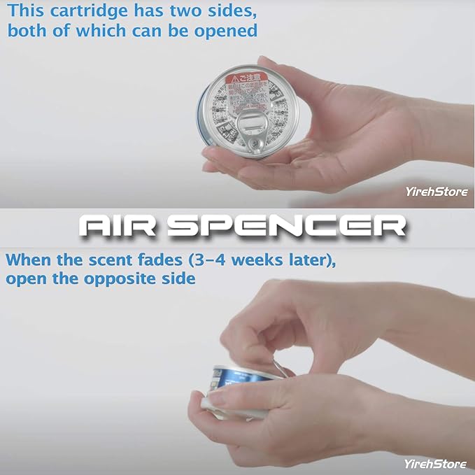Air Spencer Cartridge Marine Squash Scent 4-Pack Car Air Freshener, Heavy Duty, Last Long, JDM AS A19 Eikosha Japan