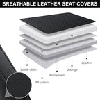 Auto Car Seat Covers Accessories Full Set Leather Cushion Protector Breathable Waterproof Seat Cover for Cars Universal Fit (Black, Front Pair and Rear)