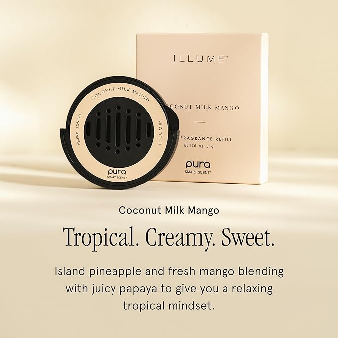 Pura Car Scent Refil - Luxury Fragrance for Smart Diffuser - Long Lasting Scent for 30 Days - Clean & Safe Fragrance for Car - Coconut Milk Mango