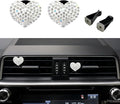 2PCS Bling Heart Air Vent Clips, Heart Shaped Crystal Air Freshener Vent Clips, Rhinestone Air Conditioning Outlet Clip, Universal Interior Decor Car Accessories for Women Girl (White)