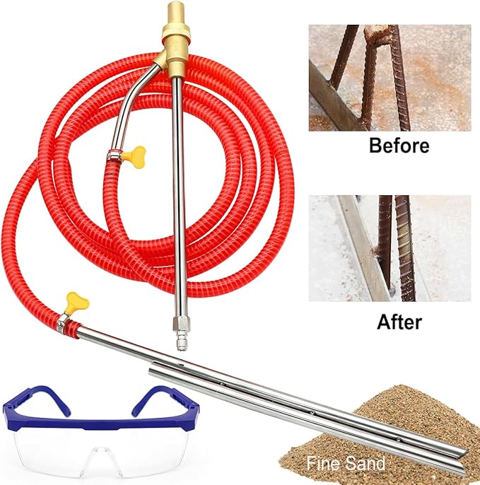 Pressure Washer Sandblasting Kit, 5000 PSI Wet Sandblaster Attachment, Power Washer Sandblasting with Replacement Ceramics Nozzle, 1/4 Inch Quick Disconnect Sandblasting Kit