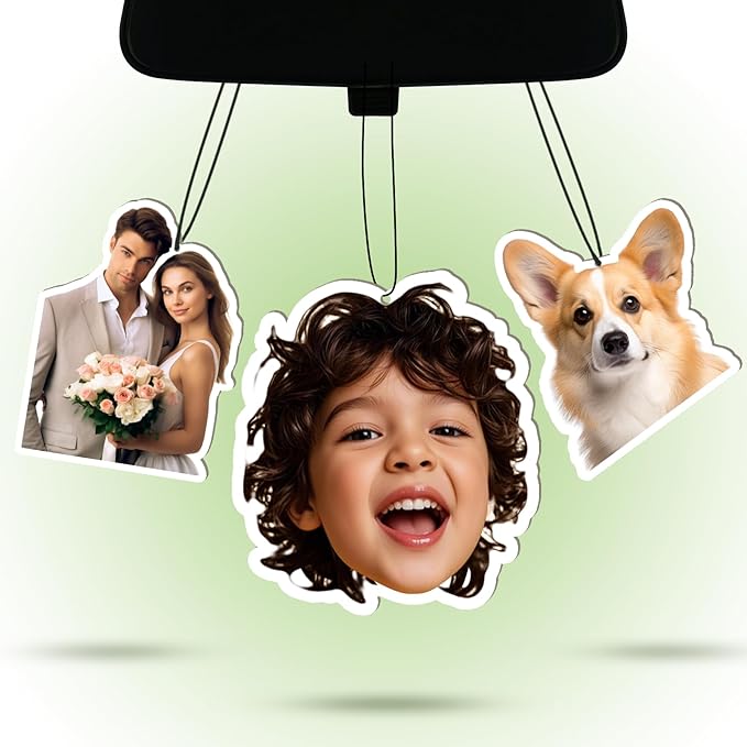 Custom Air Fresheners with Picture - Personalized Air Freshener for Car, Double Sided Customizable Photo Text,Birthday Wedding for Men Women Girlfriend Boyfriend (Crop)