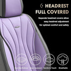 Coverado Seat Covers Full Set, Leather Car Seat Covers, Waterproof Seat Covers for Cars, Front and Back Car Seat Protectors, Car Seat Cushions Universal Fit for Most Cars (Gray&Purple)