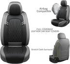 Leather Car Seat Covers,Breathable and Waterproof Faux Leather Automotive Seat Covers for Cars SUV Truck Sedan,Universal Driver Seat Cover Grey&Black