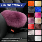 Andalus Brands Pure Australian Sheepskin Fluffy Car Center Console Cover, Luxurious Non-Shedding Furry Arm Rest Cover for Car, Versatile for All Seasons, Purple - (11.47" X 6.3")