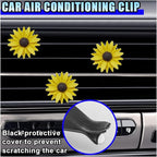 3PCS Daisy Flower Car Dashboard Air Vent Trim Clip, Cute Daisy Air Conditioner Outlet Clip Car Charm for Women, Car Air Vent Clip Auto Interior Decoration for Girls Present (Yellow)