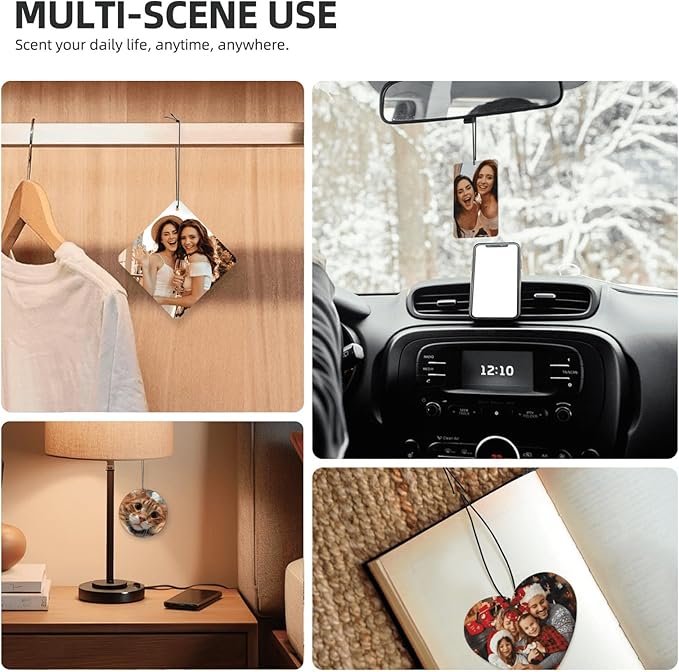 1-6PCS Customized Air Freshener for Cars, Personalized Car Air Freshener Picture Rectangle, Customized Car Accessories, Custom Photo Gifts for Men Women Mom Birthday Mother's Day