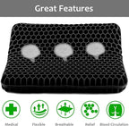 Gel Seat Cushion, Jumbo&Thick Gel Cushion Chair Pads with Non-Slip Cover for Home Office Car Seat Wheelchair, Soft Breathable Honeycomb Seat Pads for Relieve Hip Pain,Black 20x20x1.9inch