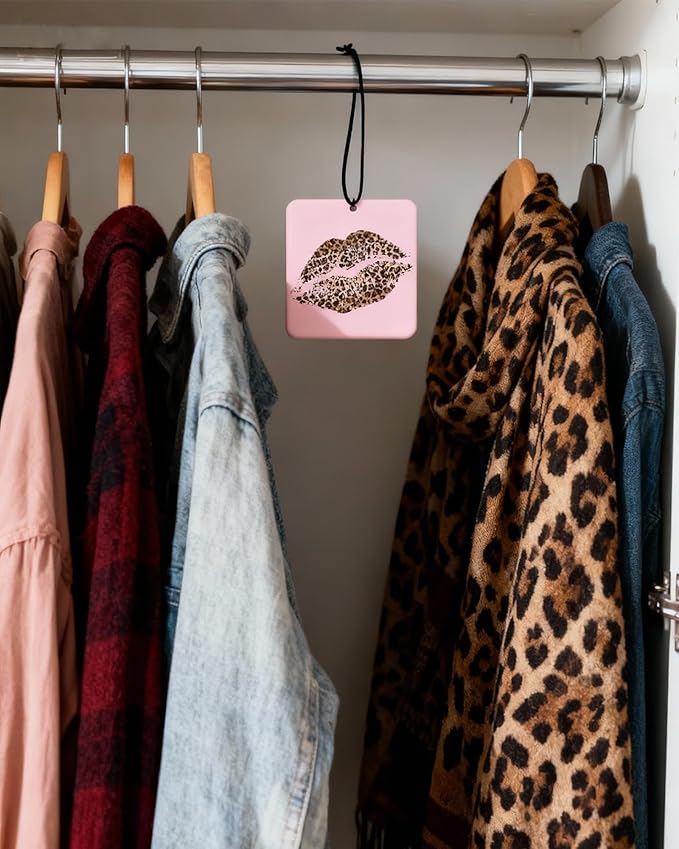 Cheetah Print 5pcs Car Air Freshener Bow Coquette Leopard Print Car Accessories Automotive Interior Hanging Scents Mirror Decor for Women Teen Girls