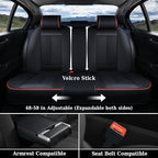 Coverado Car Seat Covers Full Set, Premium Nappa Leather Seat Covers for Car, Waterproof Car Seat Protector with Lumbar Support, Car Seat Cover Universal Fit for Most Cars SUV Truck(Black&Red)
