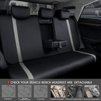 CAR PASS Universal Leather Car Seat Covers Full Set, Waterproof Durable PU, Airbag SRS, 2zipper in Rear, Faux Leather Seat Covers 5 Seats Fit for SUV Pick-up Truck Vehicle Black with Grey