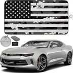 Autoamerics 1-Piece Windshield Sun Shade B&W Camo American Flag USA Design - Foldable Car Front Window Sunshade for Most Sedans SUV Truck - Blocks Max UV Rays and Keeps Your Vehicle Cool - Small
