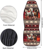 Aztec Ethnic Striped Horse Jigsaw Puzzle Print Car Seat Cover Front Seats Only Full Set of 2, Universal Bucket High Back Car Front Seat Covers