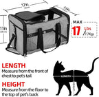 Soft Sided Cat/Dog Carrier,Collapsible Pets Travel Carriers for Pet/Puppy with Shoulder Strap & Removable Mat,Mesh Top Load Small Dogs/Cats Carry Bag Up to 17 Lbs TSA Airline Approved（Grey,M）