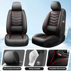 Fit Kicks Car Seat Covers Premium Leather Compatible with Nissan Kicks 2018 2019-2026 (5 Seats Full Set Waterproof Breathable All-Weather Seat Cushion Protector（5 Seats Red Line Black)