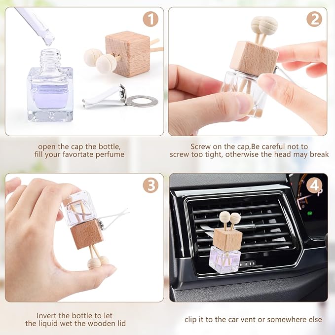 20 Pack Car Air Freshener Diffuser Bottle with Vent Clip Empty Perfume Diffuser Bottle Essential Oil Diffuser Bottles Car Auto Fragrance Ornament Decor