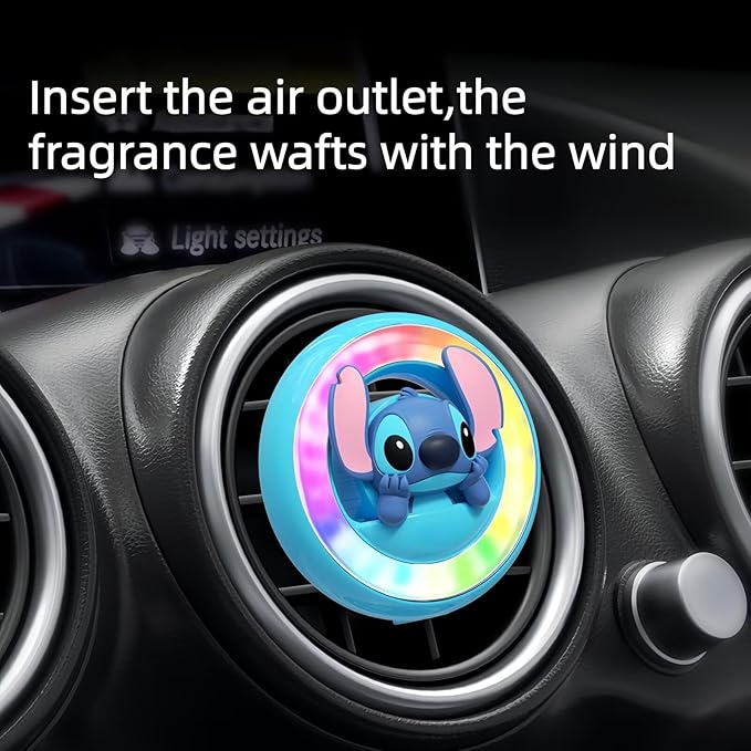 DAYUJIAN Cute Car Air Fresheners Rhythm Atmosphere Lights Automotive Air Outlet Cartoon Car Diffuser Creative Glowable Car Perfume Decoration Aromatherapy Ornament Car Vent Accessories