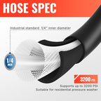 YAMATIC Pressure Washer Hose 25FT 1/4" Kink Resistant M22-14mm Brass Fitting 3200 PSI Power Washer Hose Replacement for Ryobi, Troy Bilt, Greenworks, CRAFTSMAN, Black