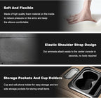 Car Center Console Armrest Pillow, Multifunctional Armrest Box Cover with Cup Phone Tissue Holder & Side Pockets, Waterproof Leather Middle Console Cushion for Most Vehicles (Beige, Normal)