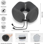 Travel Neck Pillow for Airplanes,100% Memory Foam Neck Support Pillow,Ergonomic U-Shaped 360° Neck Support,Portable with Storage Box,for Flight,Car,Train,Office & Home (Dark Gray)