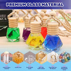 30 Pcs Clear Glass Car Air Freshener Diffuser with Wooden Caps & Hanging String, Empty Essential Oil Bottles Aromatherapy Fragrance Perfume Vials Holder for Car Decor