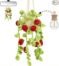 Cute Air Freshener for Car, Crochet Car Accessories Air Freshener, Cute Rear View Mirror Accessories, Handmade Crochet Plant for Cars, Red Rose
