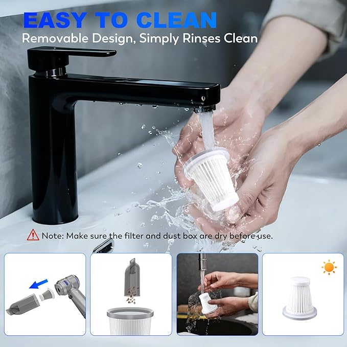 Handheld Car Vacuum Cordless, 22000PA Strong Suction Mini Vacuum Cleaner with Brushless Motor, 4-in-1 Portable Vacuum for Car Detailing, Home, Office & Travel, Silver Blue