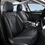 Coverado Front Seat Covers, Waterproof Nappa Leather Anti-Scratch Protectors, Universal Fit for Sedans, SUVs, Pickups, Car Accessories, Waterproof Seat Covers-Black