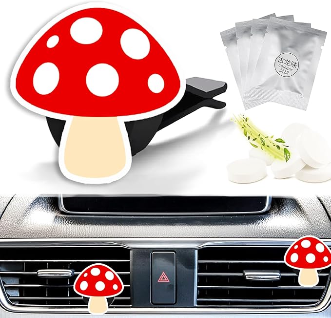 Cute Car Air Freshener Clips Mushroome Car Vent Clips Mushroome Cars Scents Cologne Air Conditioner Clip Auto Vent Interior Decoration Cars Accessories Mushroomes Gifts for Men Women,Friends
