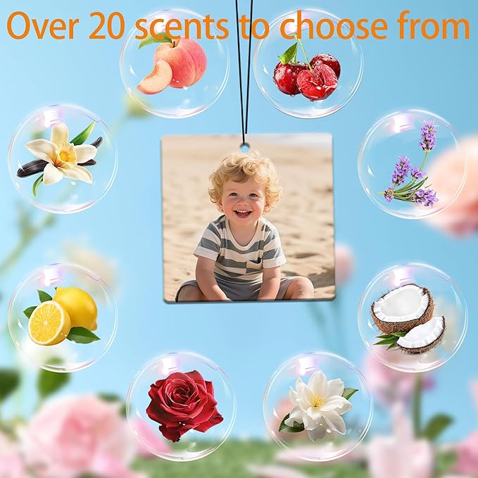 5-500pcs Custom Air Fresheners with Picture, Double Sided Car Air Freshener with 20 Scents, Personalized Gifts for Valentine's Day Birthday Anniversary (Square)
