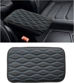 Car Center Console Pad, Waterproof Auto Armrest Seat Box Cover, PU Leather Arm Rest Protector Cushion Pad, Universal Vehicle Interior Protection Accessories for Car SUV (Black & Blue)