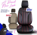 Premium Car Seat Covers Front Seat - Nappa Leather Car Seat Cover for SUV, Cars, Most Pickups, Black-Red Stitching, Car Seat Protector, Car Seat Covers Front Seats, Car Seat Protector