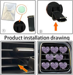 8Pcs Purple Bling Heart Air Vent Clips,Crystal Heart Cars Air Fresheners Vent Clips Cars Diffuser Rhinestone Diamond Decoration Car Interior Decor Cute Car Accessories for Women,Interior Accessories