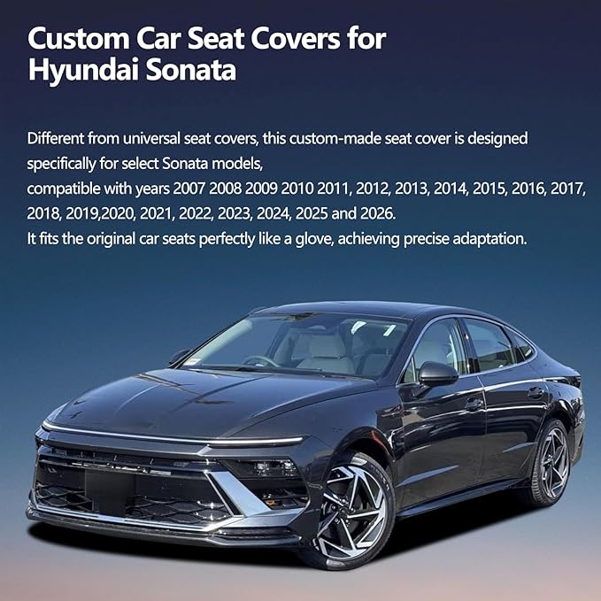 Fit Sonata Car Seat Covers for Hyundai Sonata 2004-2024 2025 2026- Upgraded Premium Waterproof & Breathable Leather, Airbag Compatible, All-Weather Seat Cushion Protector (2 Front/Black+Red)
