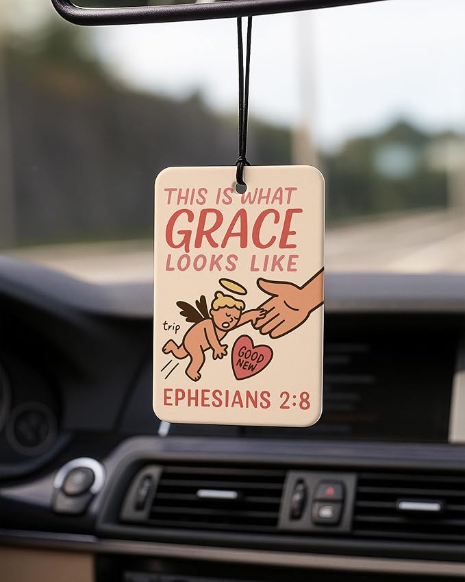 Funny Jesus Christian Car Air Freshener 4 Pcs Coconut Scented, Religious Faith Car Accessories Mirror Decor for Women, I Saw That Jesus Hanging Air Freshener for Cars Closet Drawer Books