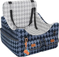 Dog Car Seat for Small/Medium Dogs up to 35lbs, 4-Pocket Storage Memory Foam Dog Booster Seat, Detachable Washable Pet Car Seat with Safety Belt, Outdoor & Indoor Use (Blue/Grey)