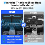 KUST Upgraded 2 Pack Retractable Automotive Sunshade Car Window Sunshades, Adjustable Auto Thickened Sunshade, Car Accessories for All Season, Black and Silver, Blocks UV Rays