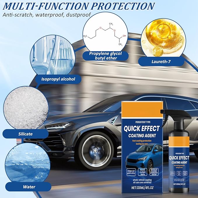 2Pcs Advanced Quick Effect Coating Agent,Car Coating Spray, 2025 New Car Paint Protection，Car Scratch Wax Polish Spray Waterless Wash，Multi-Purpose Oil Film Emulsion Glass Cleaner