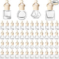 BOTO 100 Pcs Oil Air Freshener Diffuser with Wooden Cap Empty Essential Diffuser Aromatherapy Car Fresheners Clear Car Fragrance Holder Pendant Aesthetic Decor Hanging Perfume Bottle (Various Style)