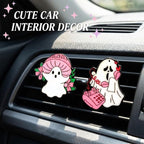 Car Air Fresheners Vent Clips Car Diffuser Vent Clip, Car Decoration Cute Car Interior Decor, Car Accessories for Women (2 Pcs Pink Halloween Ghost-C)