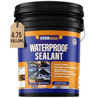 Liquid Rubber Waterproof Sealant - Rubber Paint - All Surface Leak Repair Indoor and Outdoor Flexible Roof Sealant, Water-Based, Easy to Apply, Original Black, 4.75 Gallon